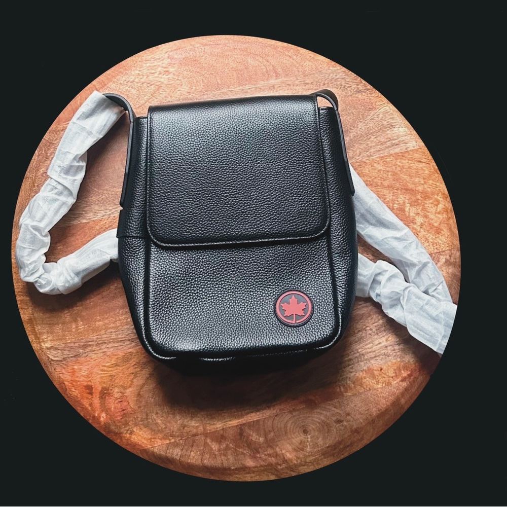 Black Crossbody Bag with Red Logo